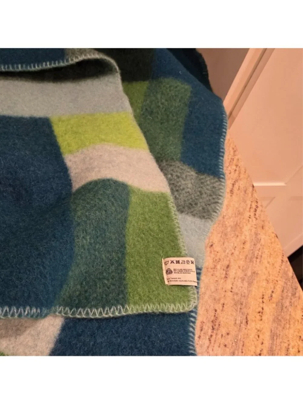 Roros Tweed Mikkel in Green Norwegian Wool Blanket Throw **Shrunk** 34x67